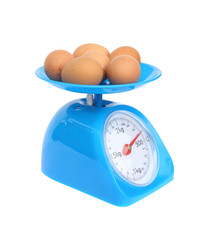 kitchen scales and eggs