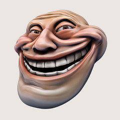 Trollface. Internet troll 3d illustration - obrazy, fototapety, plakaty