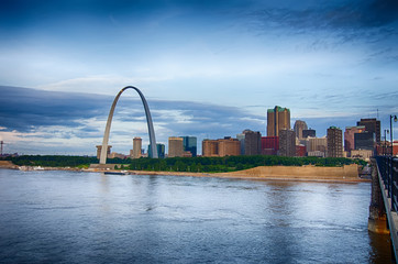 early morning Cityscape of St. Louis skyline in Missouri state