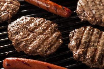 Hamburgers and Hot Dogs on the Grill