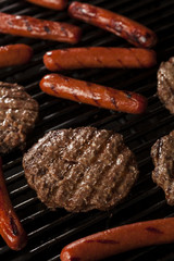 Hamburgers and Hot Dogs on the Grill