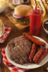 Grilled Hamburgers and Hot Dogs