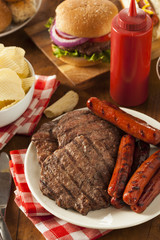 Grilled Hamburgers and Hot Dogs