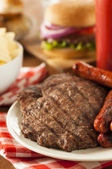 Grilled Hamburgers and Hot Dogs