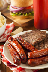 Grilled Hamburgers and Hot Dogs