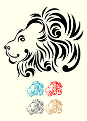 Lion head art vector illustration.