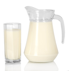 Jug and glass with the milk
