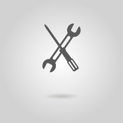 screwdriver and wrench icon with shadow