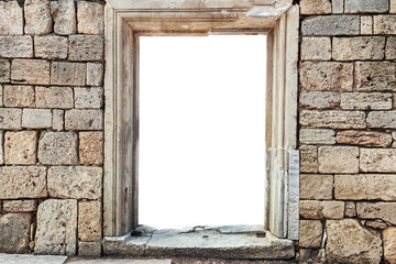 wall of stones with insulated window - Powered by Adobe