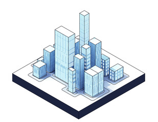 Fototapeta premium isometric view to isolated office city 03
