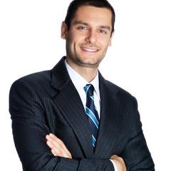 Portrait of happy smiling young businessman
