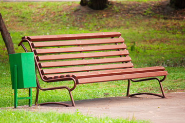 Old brown bench in park