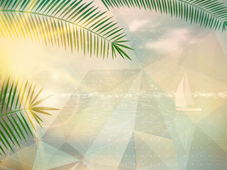 Abstract seaside view poster template