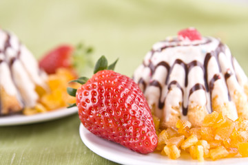 sweet muffin with strawberries