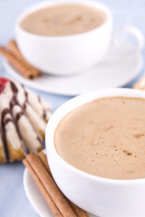 cappuccino coffee and sweet muffin