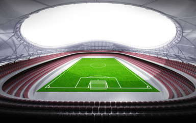 Fototapeta na wymiar football stadium general view with white background