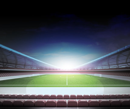 football stadium horizontal view with cloudy background