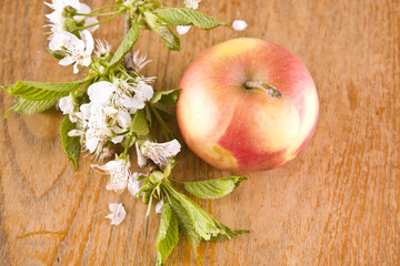 sweet apple and spring flowers