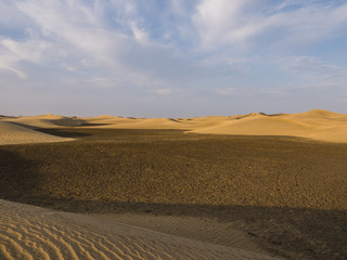 Naklejka premium Morgendämmerung in den Dünen von Maspalomas auf Gran Canaria