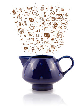 Coffe can with hand drawn media icons
