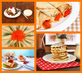 Delicious pancakes collage