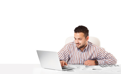 Attractive businessman with plain white copy space