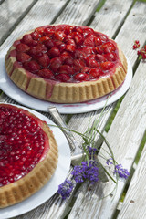 Obstkuchen auf Gartentisch