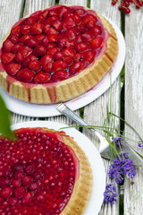 Obstkuchen auf Gartentisch