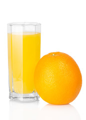 Glass of juice and the orange