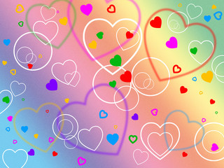 Color Heart Shows Valentine Day And Affection