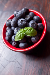 bowl of blueberries on rustic wooden table