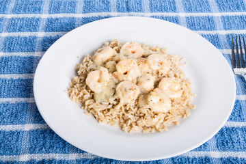 Shrimp Scampi on Brown Rice