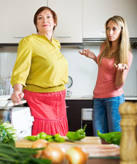 Mother and  daughter  after quarrel