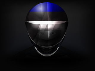 Estonian racer with flag on helmet vector closeup