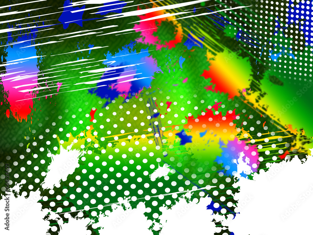 Poster color paint indicates splashing colourful and splat