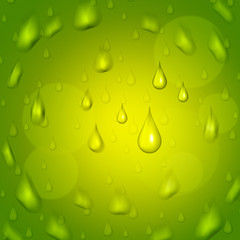 Rain Drop Represents Droplet Precipitate And Green