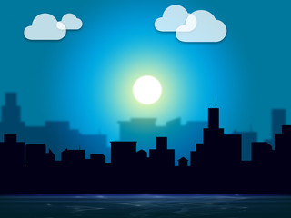 Obraz premium Evening Sky Indicates Night Time And Cityscape