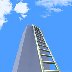 Fototapeta na wymiar Sky Ladders Indicates Step Upwards And Raise