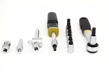 Tool set for car on the white background