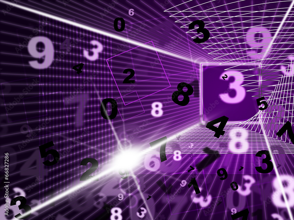Poster mathematics numbers shows high tec and digits