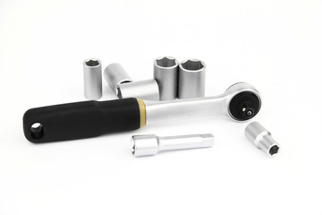 Tool set for car on the white background