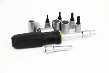 Tool set for car on the white background