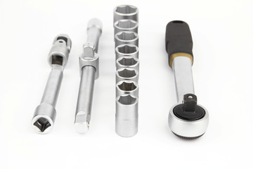 Tool set for car on the white background