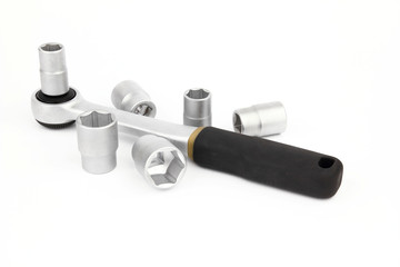 Tool set for car on the white background