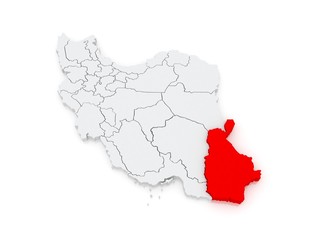 Map of Sistan and Baluchestan. Iran.