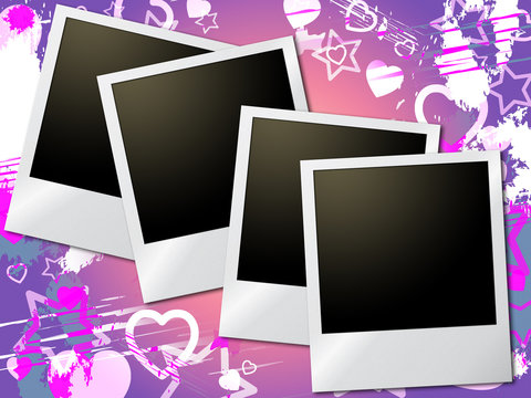 Photo Frames Means Valentine Day And Heart