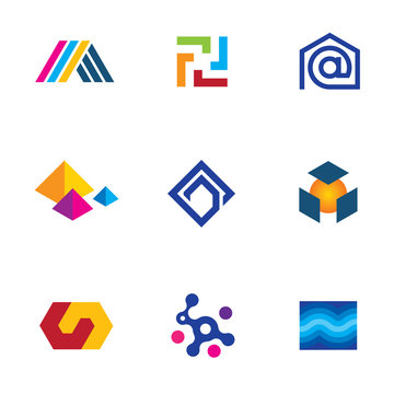 New technology innovative app logo future network icon set