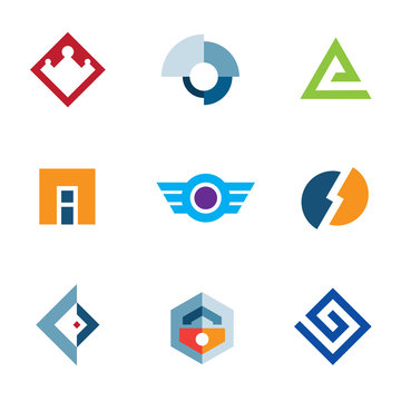 Logo trademark brand business abstract technology icon set