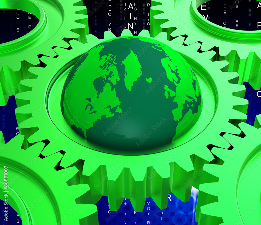 Poster network computer represents global communications and computing