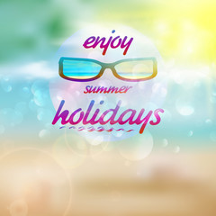 Summer sky with sun wearing sunglasses.